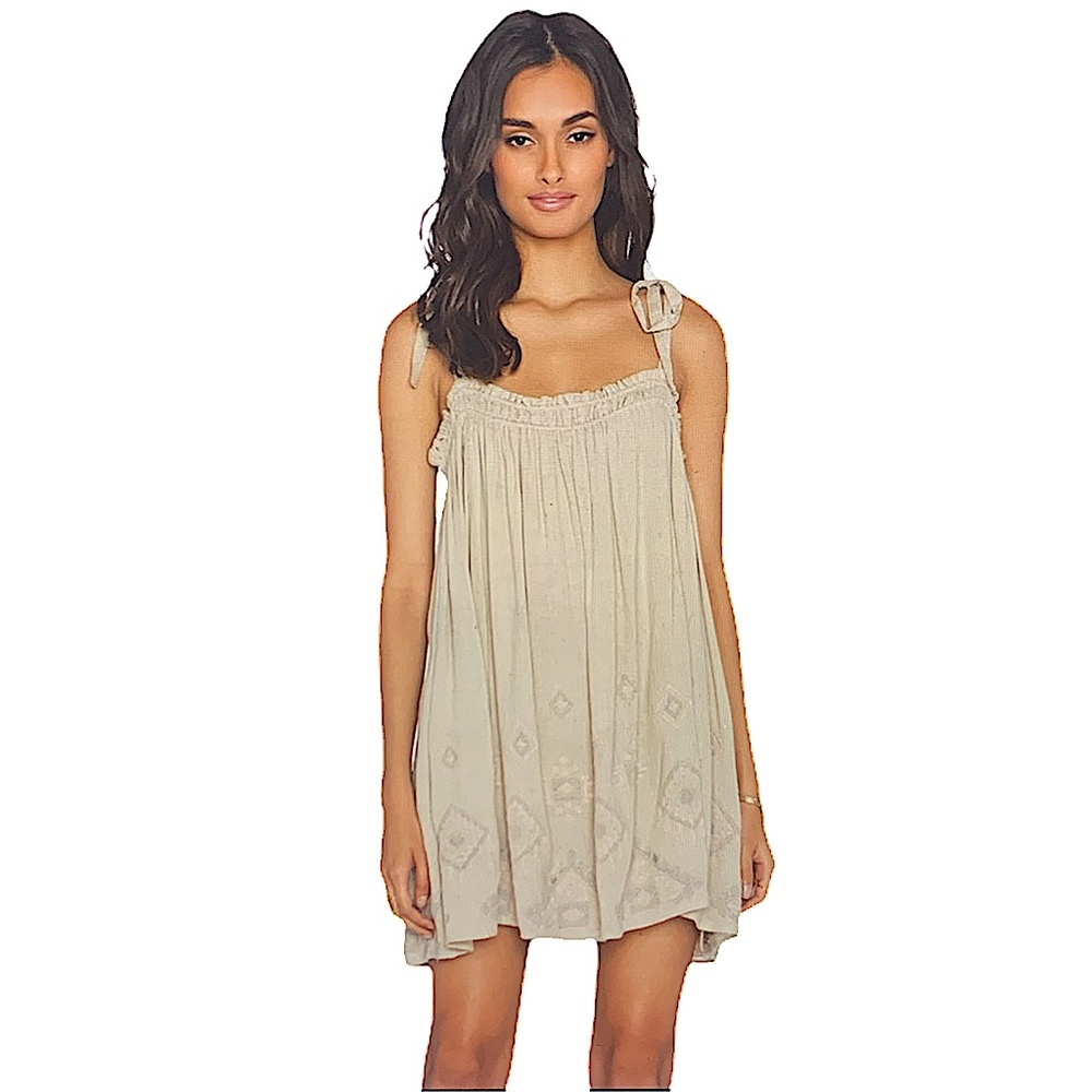NWT Free People Boho Tunic Dress Taupe Comb. M